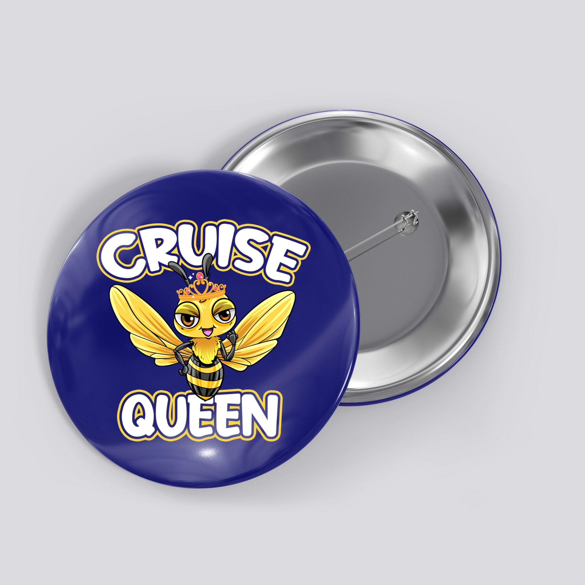 Cruise Queen Cruise Ship Cute Bee Design Beach Vacation Gift Button