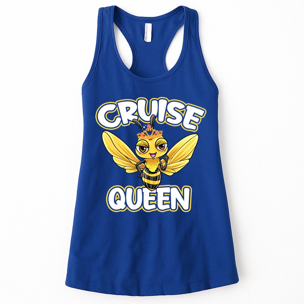 Cruise Queen Cruise Ship Cute Bee Design Beach Vacation Gift Womens Tank Top