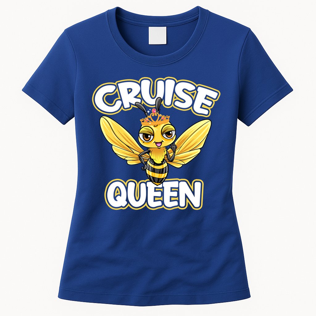 Cruise Queen Cruise Ship Cute Bee Design Beach Vacation Gift Womens T-Shirt