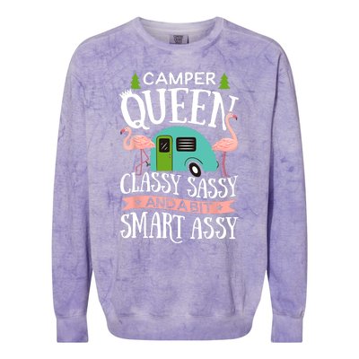 Camper Queen Classy Sassy Smart Funny Women Girls Camping RV Colorblast Crewneck Sweatshirt