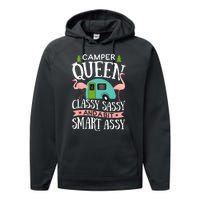 Camper Queen Classy Sassy Smart Funny Women Girls Camping RV Performance Fleece Hoodie