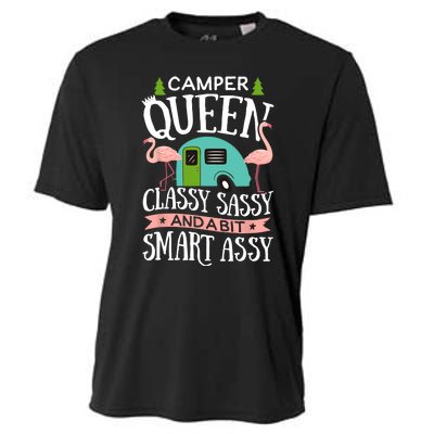 Camper Queen Classy Sassy Smart Funny Women Girls Camping RV Cooling Performance Crew T-Shirt