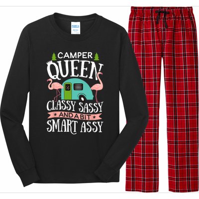 Camper Queen Classy Sassy Smart Funny Women Girls Camping RV Long Sleeve Pajama Set