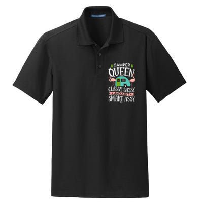 Camper Queen Classy Sassy Smart Funny Women Girls Camping RV Dry Zone Grid Polo