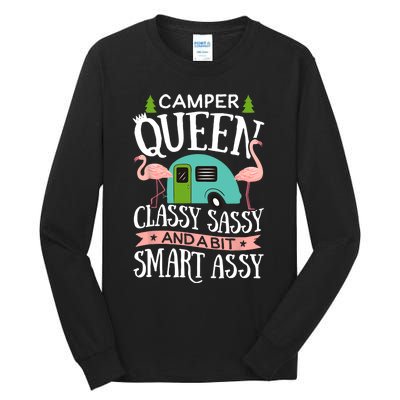 Camper Queen Classy Sassy Smart Funny Women Girls Camping RV Tall Long Sleeve T-Shirt