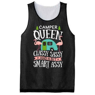 Camper Queen Classy Sassy Smart Funny Women Girls Camping RV Mesh Reversible Basketball Jersey Tank