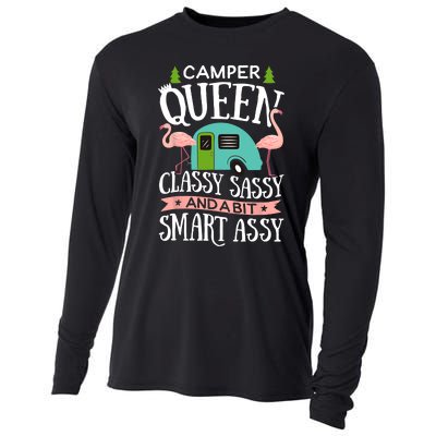 Camper Queen Classy Sassy Smart Funny Women Girls Camping RV Cooling Performance Long Sleeve Crew