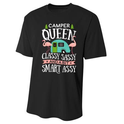 Camper Queen Classy Sassy Smart Funny Women Girls Camping RV Performance Sprint T-Shirt