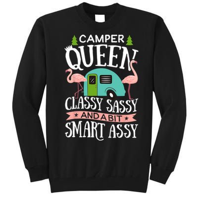 Camper Queen Classy Sassy Smart Funny Women Girls Camping RV Tall Sweatshirt