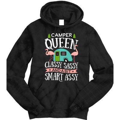 Camper Queen Classy Sassy Smart Funny Women Girls Camping RV Tie Dye Hoodie