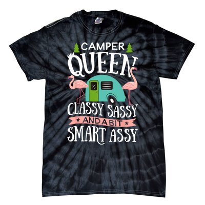 Camper Queen Classy Sassy Smart Funny Women Girls Camping RV Tie-Dye T-Shirt