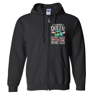 Camper Queen Classy Sassy Smart Funny Women Girls Camping RV Full Zip Hoodie