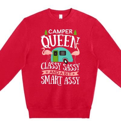 Camper Queen Classy Sassy Smart Funny Women Girls Camping RV Premium Crewneck Sweatshirt