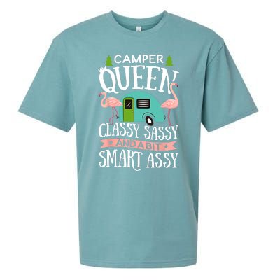 Camper Queen Classy Sassy Smart Funny Women Girls Camping RV Sueded Cloud Jersey T-Shirt