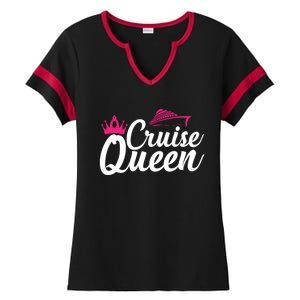 Cruise Queen Cruising Lover Vacation Jt Gift Ladies Halftime Notch Neck Tee