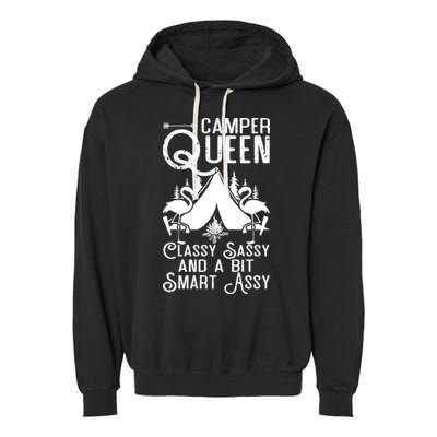Camper Queen Classy Sassy Smart Assy Camping RV Gifts Women Garment-Dyed Fleece Hoodie