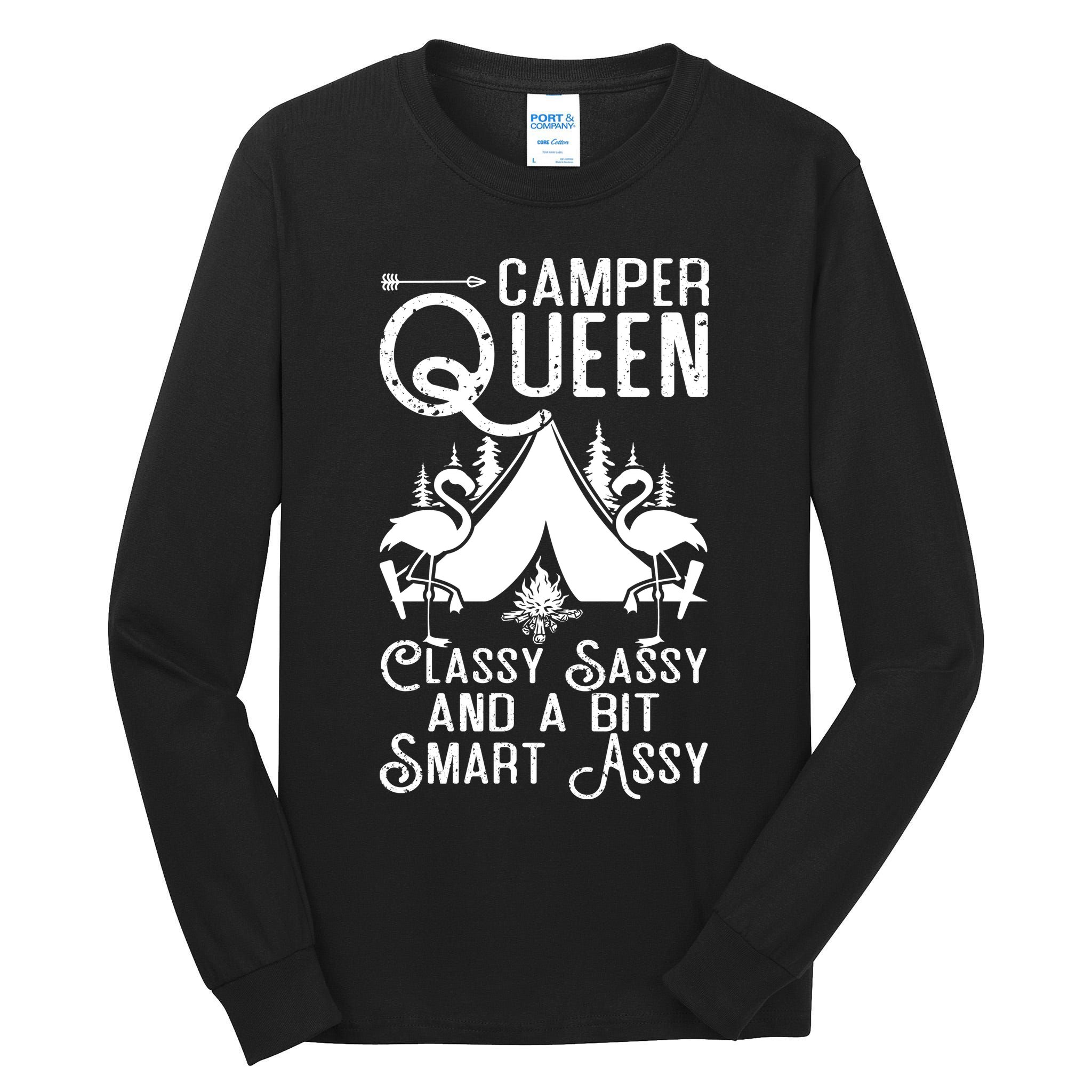 Camper Queen Classy Sassy Smart Assy Camping RV Gifts Women Tall Long Sleeve T-Shirt