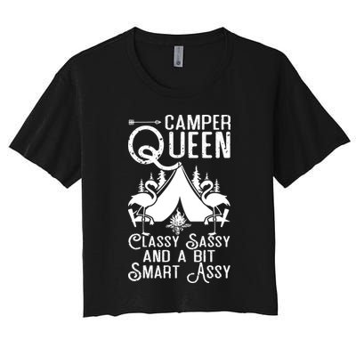 Camper Queen Classy Sassy Smart Assy Camping RV Gifts Women Crop Top
