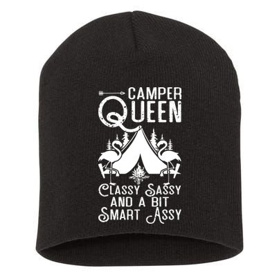 Camper Queen Classy Sassy Smart Assy Camping RV Gifts Women Short Acrylic Beanie