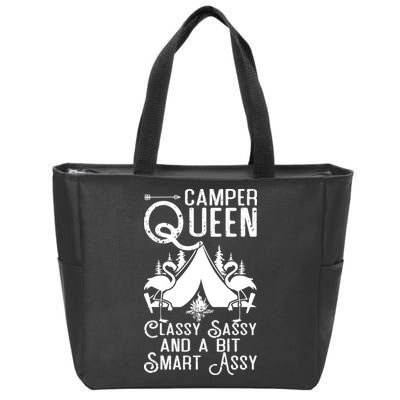 Camper Queen Classy Sassy Smart Assy Camping RV Gifts Women Zip Tote Bag