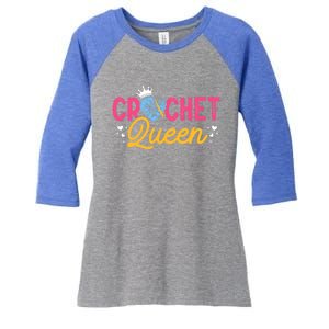 Crochet Queen Crocheting Knitting Crochet Lovers Knitters Funny Gift Women's Tri-Blend 3/4-Sleeve Raglan Shirt