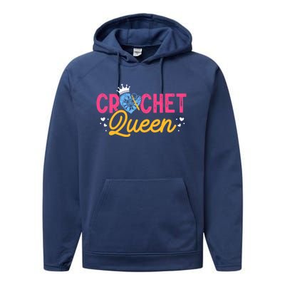 Crochet Queen Crocheting Knitting Crochet Lovers Knitters Funny Gift Performance Fleece Hoodie