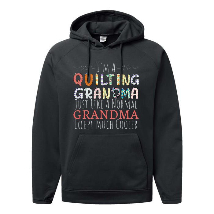 Cool Quilting Design For Women Grandma Quilt Sewing Quilter Performance Fleece Hoodie