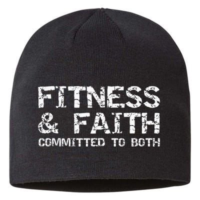 Christian Quote For Men Fitness & Faith Committed To Both Sustainable Beanie