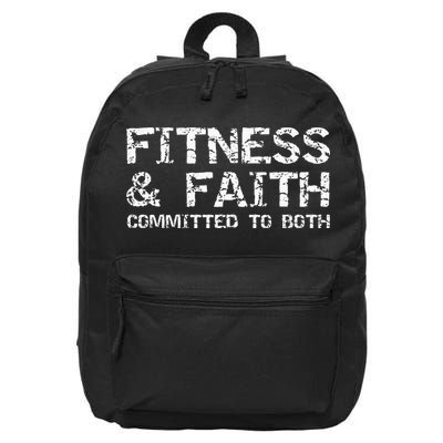 Christian Quote For Men Fitness & Faith Committed To Both 16 in Basic Backpack