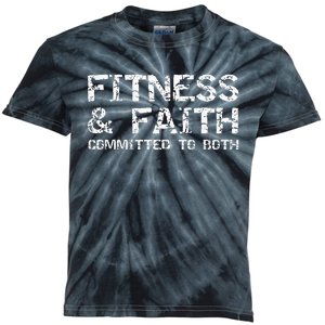 Christian Quote For Men Fitness & Faith Committed To Both Kids Tie-Dye T-Shirt