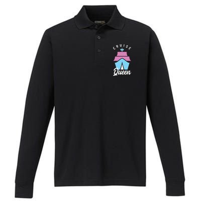 Cruise Queen Funny Cruising Cool Gift Performance Long Sleeve Polo