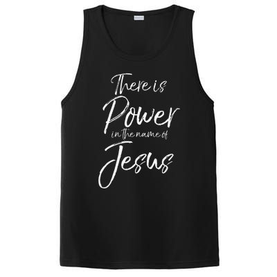 Christian Quote Gift There Is Power In The Name Of Jesus PosiCharge Competitor Tank