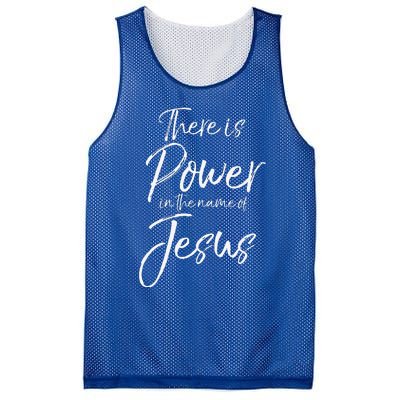 Christian Quote Gift There Is Power In The Name Of Jesus Mesh Reversible Basketball Jersey Tank