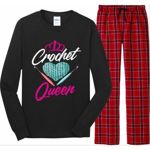 Crochet Queen Gift Cute Crocheting Gift For Crocheter Gift Long Sleeve Pajama Set