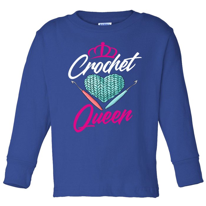 Crochet Queen Gift Cute Crocheting Gift For Crocheter Gift Toddler Long Sleeve Shirt