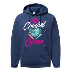 Crochet Queen Gift Cute Crocheting Gift For Crocheter Gift Performance Fleece Hoodie