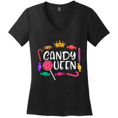 Candy Queen Halloween Lollipop Sweet Lover Women's V-Neck T-Shirt