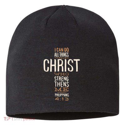 Christian Quote I Can Do All Things Through Christ Who Strengthens Me Sustainable Beanie