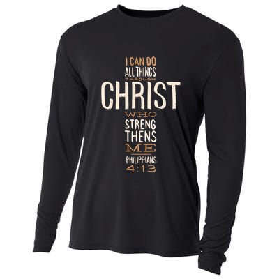 Christian Quote I Can Do All Things Through Christ Who Strengthens Me Cooling Performance Long Sleeve Crew
