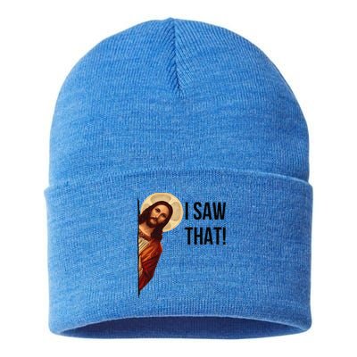 Cute Quote Jesus Meme I Saw That Christian God Sustainable Knit Beanie