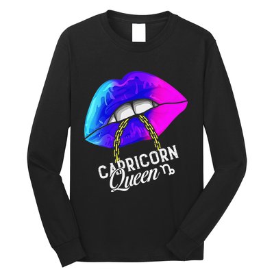 Capricorn Queen Lips Zodiac Astrology Horoscope Long Sleeve Shirt