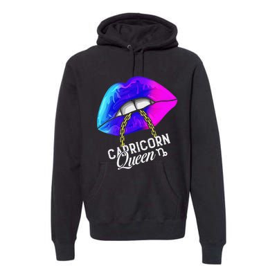 Capricorn Queen Lips Zodiac Astrology Horoscope Premium Hoodie