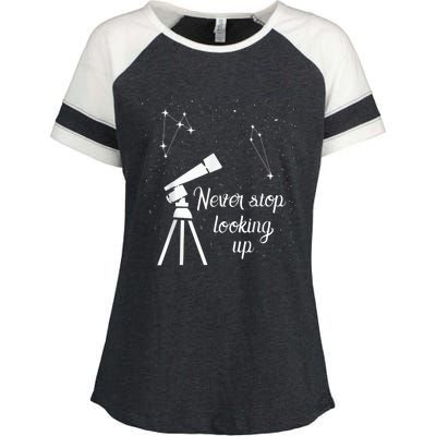 Constellation Quote Never Stop Looking Up Astronomer Enza Ladies Jersey Colorblock Tee