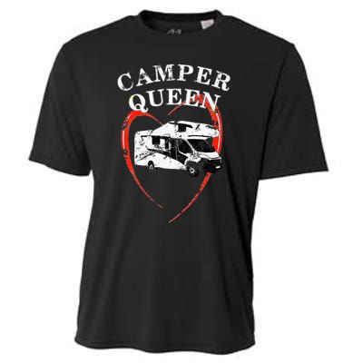 Camper Queen of Camping Motorhome Caravan Cooling Performance Crew T-Shirt