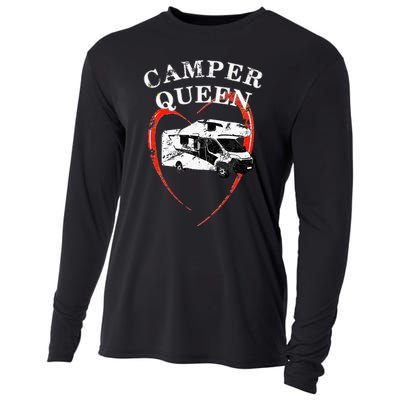 Camper Queen of Camping Motorhome Caravan Cooling Performance Long Sleeve Crew