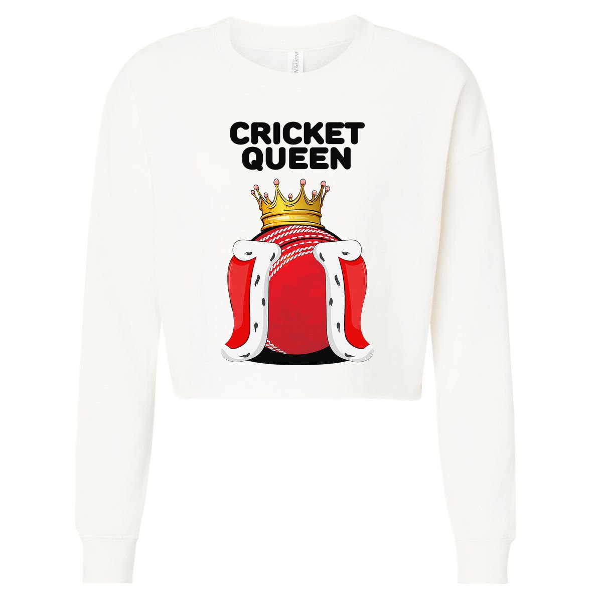  Cricket Queen Player Cricketer Pitch Bowler Coach Cropped Pullover Crew