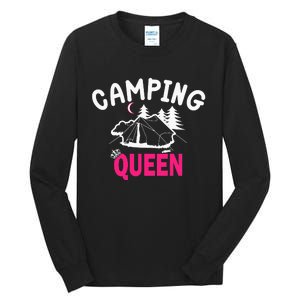 Camping Queen Queen Woman Camper Van Campsite Born Tall Long Sleeve T-Shirt