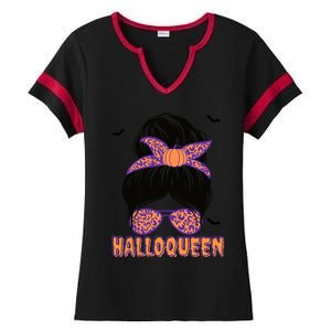 Cute Queen Spooky Funny Halloween Costume Gift Ladies Halftime Notch Neck Tee