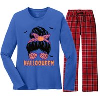 Cute Queen Spooky Funny Halloween Costume Gift Women's Long Sleeve Flannel Pajama Set 