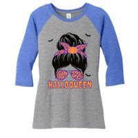 Cute Queen Spooky Funny Halloween Costume Gift Women's Tri-Blend 3/4-Sleeve Raglan Shirt